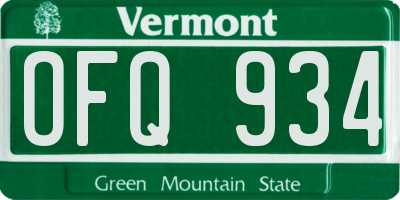 VT license plate OFQ934