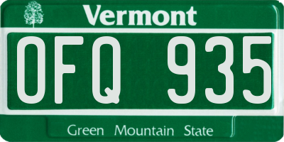VT license plate OFQ935