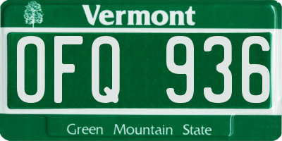 VT license plate OFQ936