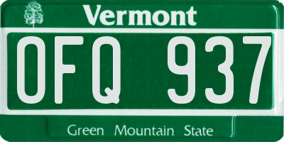 VT license plate OFQ937