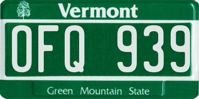 VT license plate OFQ939
