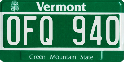VT license plate OFQ940