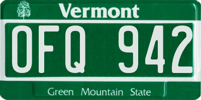 VT license plate OFQ942