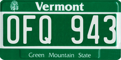 VT license plate OFQ943