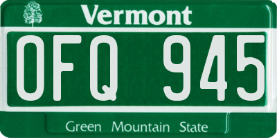 VT license plate OFQ945