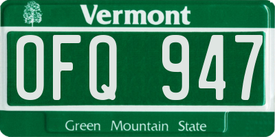VT license plate OFQ947