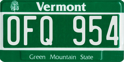 VT license plate OFQ954