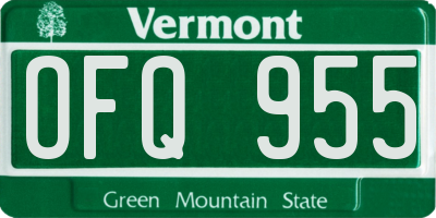 VT license plate OFQ955