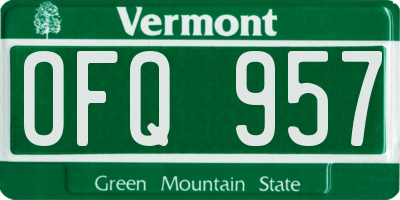 VT license plate OFQ957