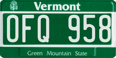 VT license plate OFQ958