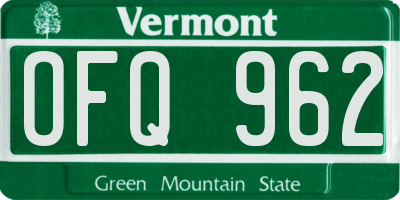 VT license plate OFQ962