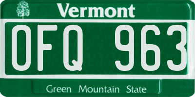 VT license plate OFQ963