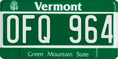 VT license plate OFQ964