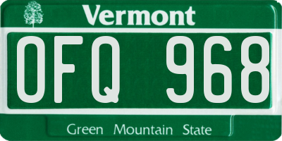 VT license plate OFQ968