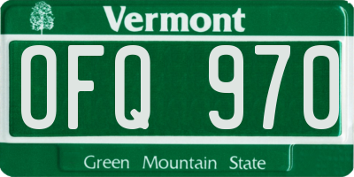VT license plate OFQ970