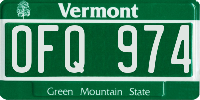 VT license plate OFQ974
