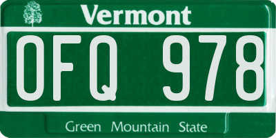 VT license plate OFQ978