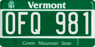 VT license plate OFQ981