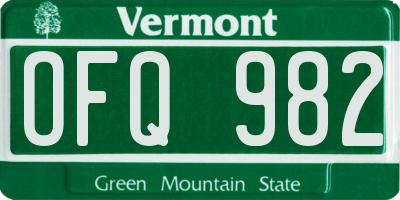 VT license plate OFQ982