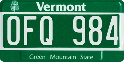 VT license plate OFQ984