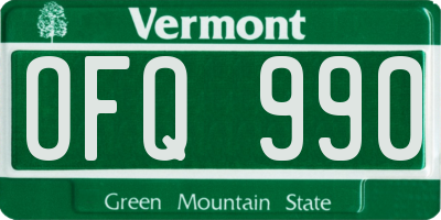 VT license plate OFQ990