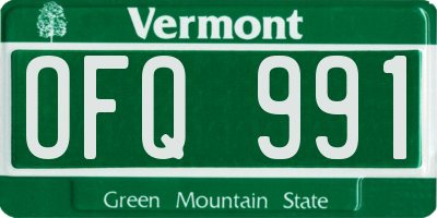 VT license plate OFQ991