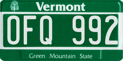 VT license plate OFQ992