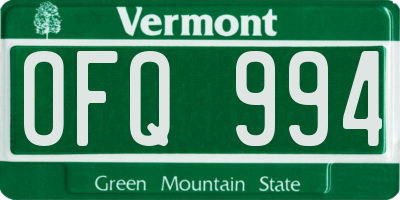 VT license plate OFQ994