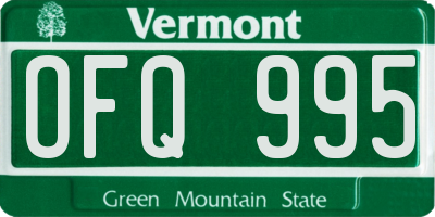 VT license plate OFQ995