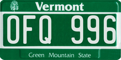 VT license plate OFQ996