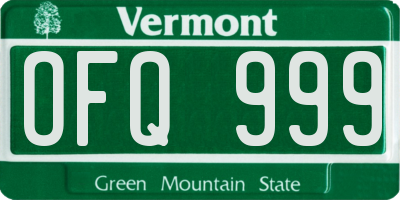 VT license plate OFQ999