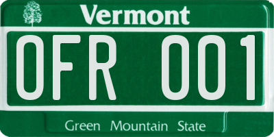VT license plate OFR001