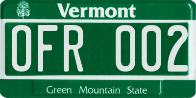 VT license plate OFR002