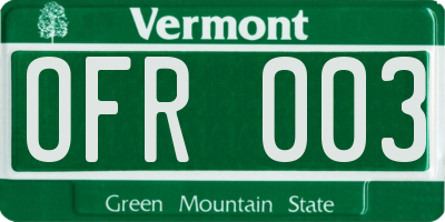 VT license plate OFR003