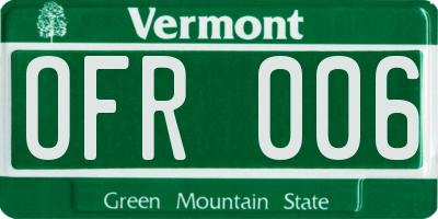 VT license plate OFR006