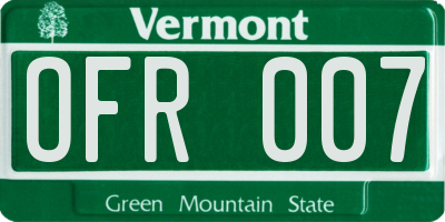 VT license plate OFR007