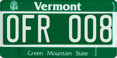 VT license plate OFR008