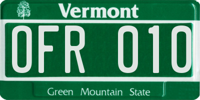 VT license plate OFR010