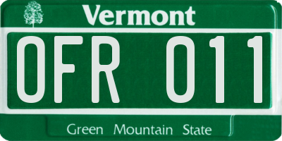 VT license plate OFR011