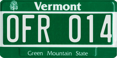 VT license plate OFR014