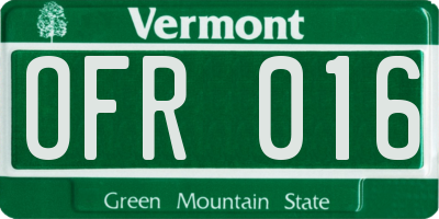 VT license plate OFR016