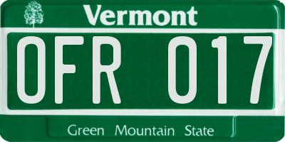 VT license plate OFR017