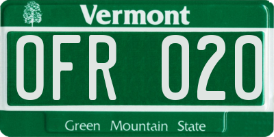 VT license plate OFR020