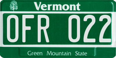 VT license plate OFR022