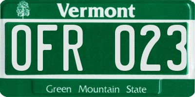 VT license plate OFR023