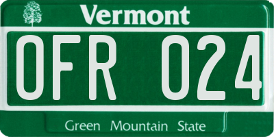 VT license plate OFR024