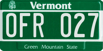 VT license plate OFR027