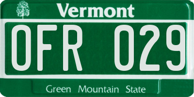 VT license plate OFR029