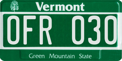VT license plate OFR030