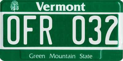 VT license plate OFR032